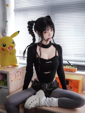 图片[4]-牛仔热裤+灰丝姑娘玩自拍-美美图社