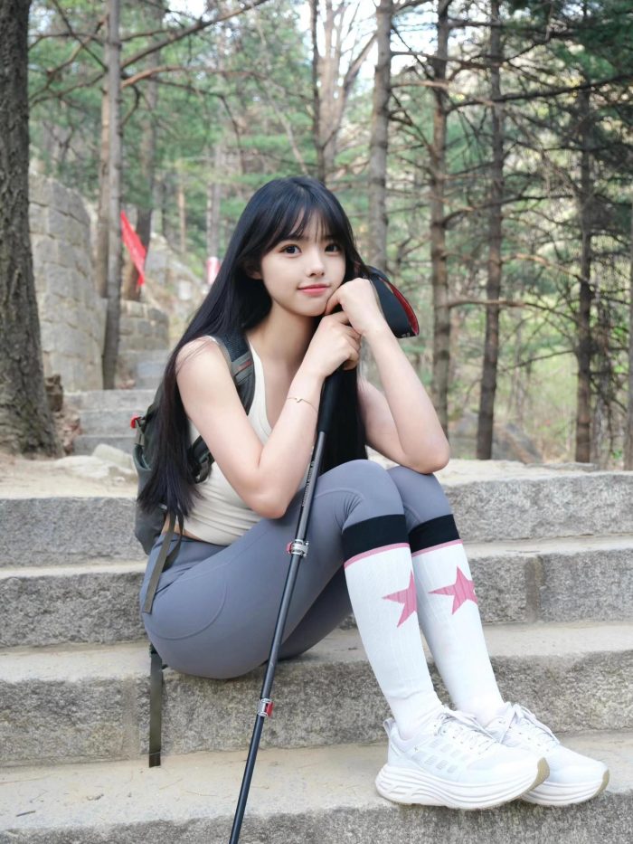 爱爬山的瑜伽裤MM，太甜美了！~-美美图社